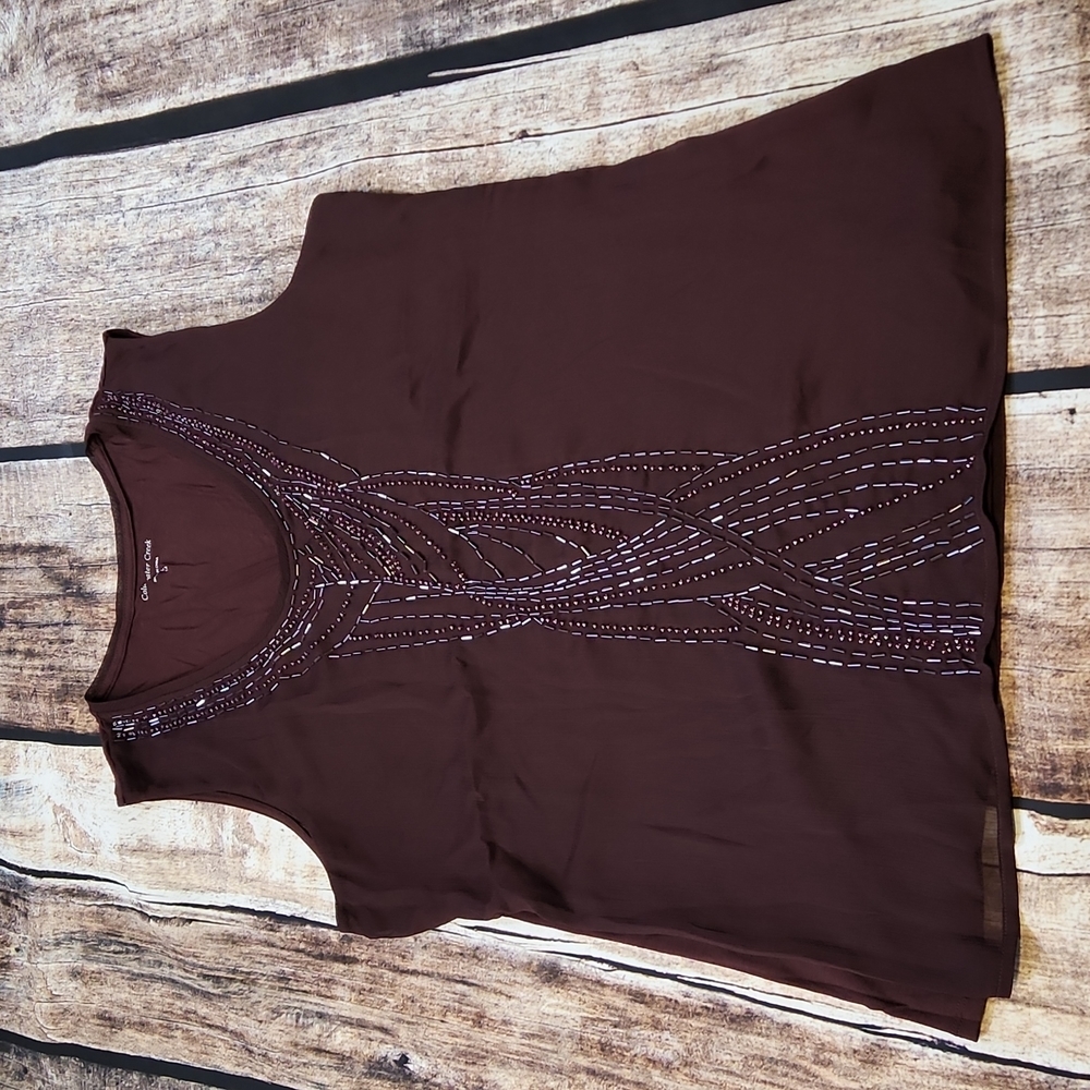 Mixed Media Beaded Blouse by Coldwater Creek Size 14/L